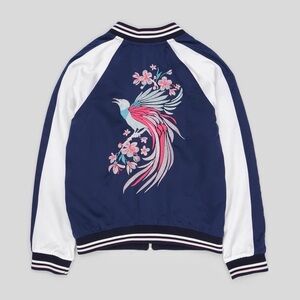 H&M Peacock/ Floral Embroidered Bomber Jacket 10-11Y